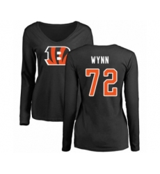 Football Women's Cincinnati Bengals #72 Kerry Wynn Black Name & Number Logo Long Sleeve T-Shirt