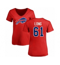 Football Women's Buffalo Bills #61 Spencer Long Red Name & Number Logo T-Shirt