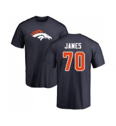 Football Denver Broncos #70 Ja'Wuan James Navy Blue Name & Number Logo T-Shirt