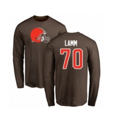 Football Cleveland Browns #70 Kendall Lamm Brown Name & Number Logo Long Sleeve T-Shirt