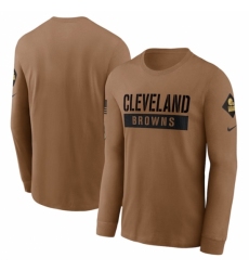 Men's Cleveland Browns 2023 Brown Salute To Service Long Sleeve T Shirt
