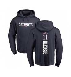 Football New England Patriots #11 Drew Bledsoe Navy Blue Backer Pullover Hoodie
