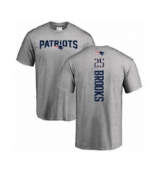 Football New England Patriots #25 Terrence Brooks Ash Backer T-Shirt