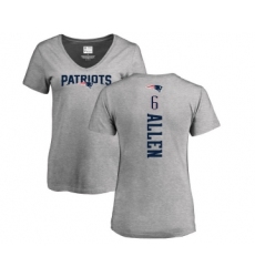 Football Women's New England Patriots #6 Ryan Allen Ash Backer V-Neck T-Shirt