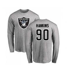 Football Oakland Raiders #90 Johnathan Hankins Ash Name & Number Logo Long Sleeve T-Shirt