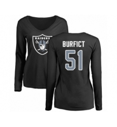 Football Women's Oakland Raiders #51 Vontaze Burfict Black Name & Number Logo Long Sleeve T-Shirt