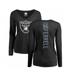 Football Women's Oakland Raiders #96 Clelin Ferrell Black Backer Long Sleeve T-Shirt