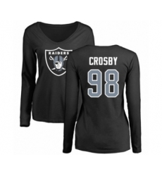Football Women's Oakland Raiders #98 Maxx Crosby Black Name & Number Logo Long Sleeve T-Shirt