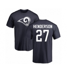 Football Los Angeles Rams #27 Darrell Henderson Navy Blue Name & Number Logo T-Shirt