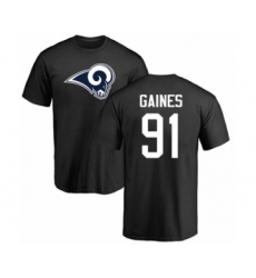 Football Los Angeles Rams #91 Greg Gaines Black Name & Number Logo T-Shirt