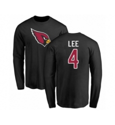 Football Arizona Cardinals #4 Andy Lee Black Name & Number Logo Long Sleeve T-Shirt
