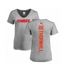 Football Women's Kansas City Chiefs #22 Juan Thornhill Ash Backer V-Neck T-Shirt