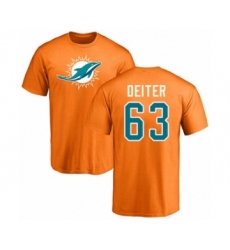 Football Miami Dolphins #63 Michael Deiter Orange Name & Number Logo T-Shirt