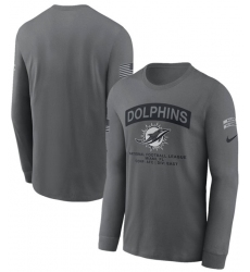 Men's Miami Dolphins Gray 2026 Salute to Service Long Sleeve T-Shirt