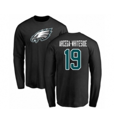 Philadelphia Eagles #19 JJ Arcega-Whiteside Black Name & Number Logo Long Sleeve T-Shirt