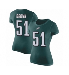 Women's Philadelphia Eagles #51 Zach Brown Green Rush Pride Name & Number T-Shirt