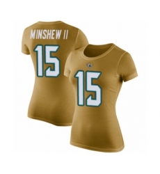 Football Women's Jacksonville Jaguars #15 Gardner Minshew II Gold Rush Pride Name & Number T-Shirt