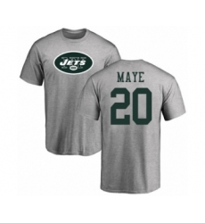 Football New York Jets #20 Marcus Maye Ash Name & Number Logo T-Shirt