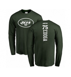 Football New York Jets #75 Chuma Edoga Green Backer Long Sleeve T-Shirt