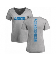 Football Women's Detroit Lions #88 T.J. Hockenson Ash Backer T-Shirt