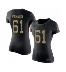 Football Women's Carolina Panthers #61 Matt Paradis Black Camo Salute to Service T-Shirt