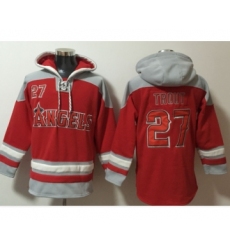 Men's Los Angeles Angels Of Anaheim #27 Mike Trout Red Ageless Must Have Lace Up Pullover Hoodie