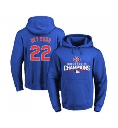 Cubs #22 Jason Heyward Blue 2016 World Series Champions Pullover MLB Hoodie
