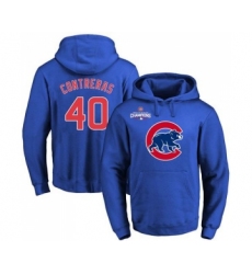 Cubs #40 Willson Contreras Blue 2016 World Series Champions Primary Logo Pullover MLB Hoodie