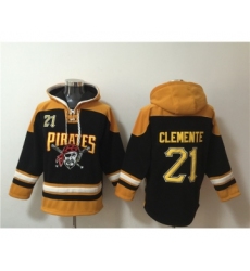 Men's Pittsburgh Pirates #21 Roberto Clemente Ageless Must-Have Lace-Up Pullover Hoodie