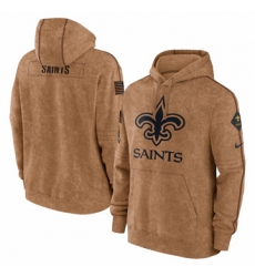 Men's New Orleans Saints Nike Brown 2023 Salute To Service Club Pullover Hoodie