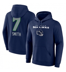 Men's Seattle Seahawks #7 Geno Smith Navy Team Wordmark Player Name & Number Pullover Hoodie