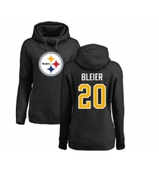 Football Women's Pittsburgh Steelers #20 Rocky Bleier Black Name & Number Logo Pullover Hoodie