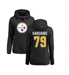 Football Women's Pittsburgh Steelers #79 Javon Hargrave Black Name & Number Logo Pullover Hoodie