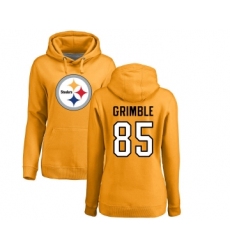 Football Women's Pittsburgh Steelers #85 Xavier Grimble Gold Name & Number Logo Pullover Hoodie