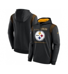 Men's Pittsburgh Steelers 2021 Black Sideline Logo Performance Pullover Hoodie