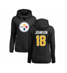 Women's Pittsburgh Steelers #18 Diontae Johnson Black Name & Number Logo Pullover Hoodie