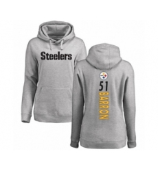 Women's Pittsburgh Steelers #51 Mark Barron Ash Backer Pullover Hoodie