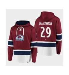Men's Colorado Avalanche #29 Nathan MacKinnon Burgundy All Stitched Sweatshirt Hoodie