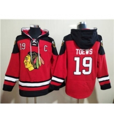 Men's Chicago Blackhawks #19 Jonathan Toews Red Ageless Must-Have Lace-Up Pullover Hockey Hoodie