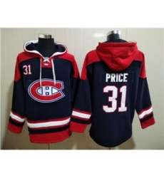 Men's Montreal Canadiens #31 Carey Price Navy Ageless Must-Have Lace-Up Pullover Hockey Hoodie