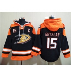Men's Anaheim Ducks #15 Ryan Getzlaf Black Ageless Must-Have Lace-Up Pullover Hockey Hoodie