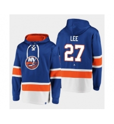 Men's New York Islanders #27 Anders Lee Royal Ageless Must-Have Lace-Up Pullover Hoodie