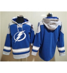 Men's Tampa Bay Lightning Blank Blue Ageless Must-Have Lace-Up Pullover Hockey Hoodie