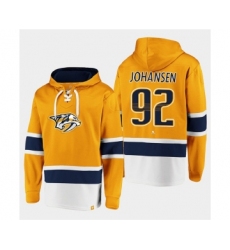 Men's Nashville Predators #92 Ryan Johansen Gold Ageless Must-Have Lace-Up Pullover Hoodie