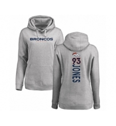 Football Women's Denver Broncos #93 Dre'Mont Jones Ash Backer Pullover Hoodie