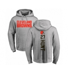 Football Cleveland Browns #27 Kareem Hunt Ash Backer Pullover Hoodie