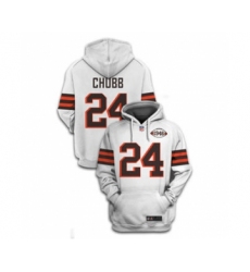Men's Cleveland Browns #24 Nick Chubb 2021 White 1946 Collection Pullover Football Hoodie