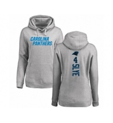 Football Women's Carolina Panthers #4 Joey Slye Ash Backer Pullover Hoodie