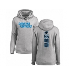 Football Women's Carolina Panthers #55 Bruce Irvin Ash Backer Pullover Hoodie