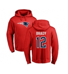 Football New England Patriots #12 Tom Brady Red Name & Number Logo Pullover Hoodie